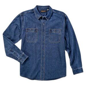 Ridgecut Denim Long Sleeve Work Shirt Casual Country Western Dark Wash Mens XLT